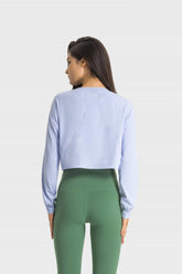 Dropped Shoulder Round Neck Cropped Sports Top Ins Street